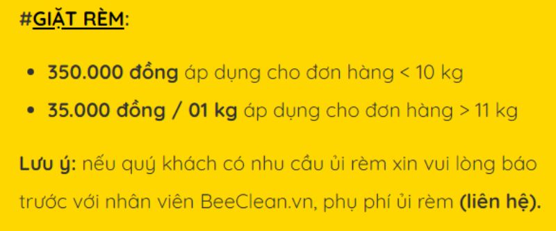 Tham khảo giá dịch vụ giặt rèm cửa tại  Beeclean.vn