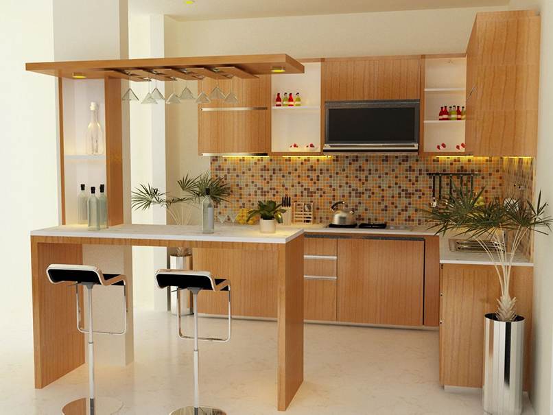 Thiết kế tủ bếp phong cách quầy bar ấn tượng phù hợp với chung cư, nhà nhỏ