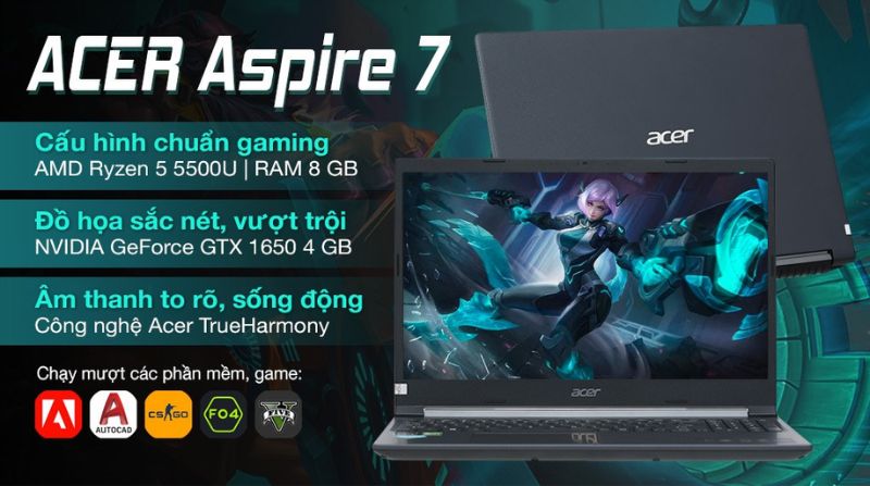 Acer Aspire 7 A715 42G R4ST R5 - Laptop chơi game giá rẻ gần 19 triệu