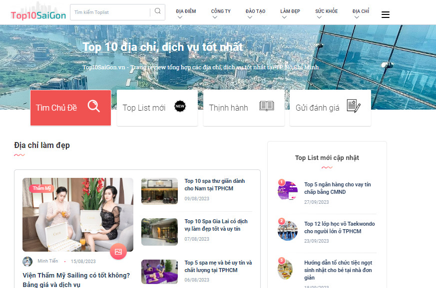 Top10SaiGon - Website review công ty tại Sài Gòn uy tín